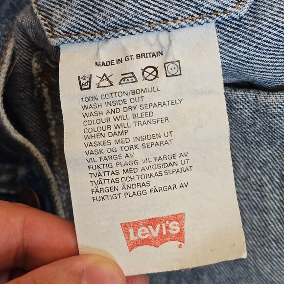 Vtg Levis Jean Jacket 70503-02 XL Britain Hard Rock London Denim Trucker 80s 90s - Picture 4 of 13
